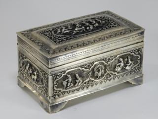 Appraisal: C Indian Silver Embossed Box INDIA CIRCA An Indian silver