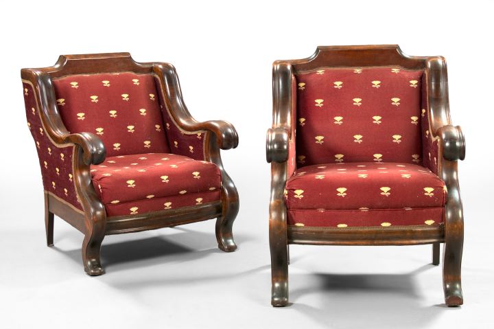 Appraisal: Pair of American Empire Revival Mahoganized Armchairs early th century