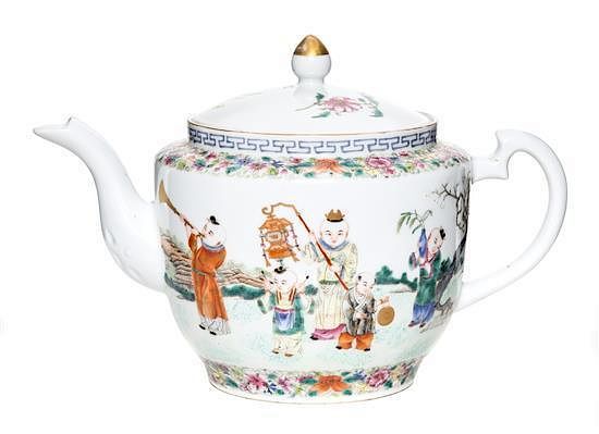 Appraisal: A Famille Rose Porcelain Teapot and Cover Height inches A