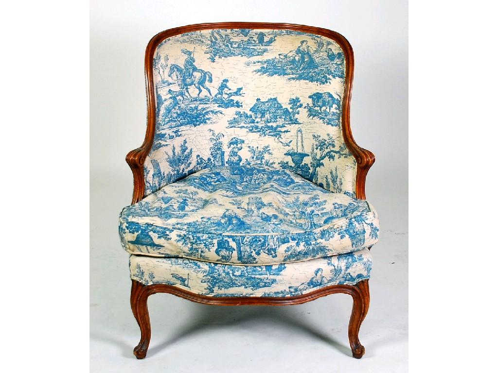 Appraisal: NINETEENTH CENTURY FRENCH BEECHWOOD BERGERE CHAIR EST -