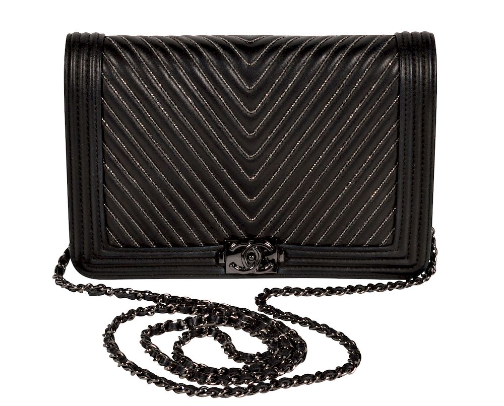 Appraisal: CHANEL 'Le Boy' Black Leather Wallet on Chain Chanel Le