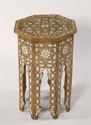 Appraisal: A Moroccan mother of pearl and pewter inlaid side table