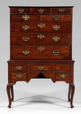 Appraisal: Pennsylvania Chippendale high chest walnut with yellow pine and white