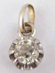 Appraisal: A white metal tests carat gold diamond solitaire pendant estimated