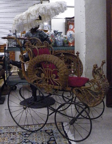 Appraisal: VICTORIAN BABY CARRIAGE WITH PARASOL Heywood Brothers Wakefield Rattan Co