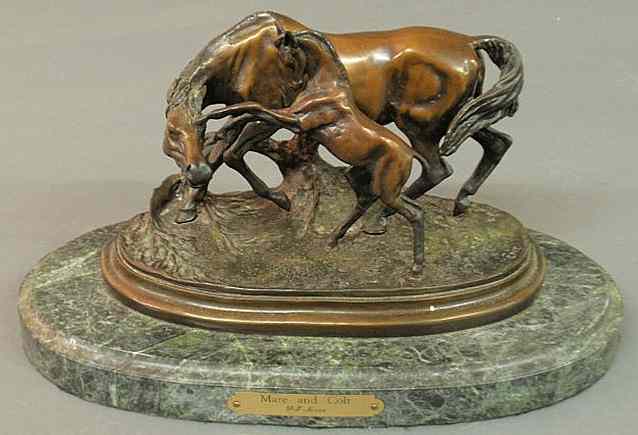 Appraisal: Bronze Mare and Colt after P J M ne mounted