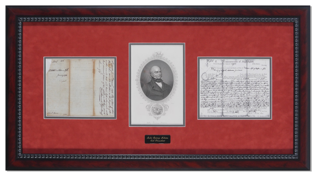 Appraisal: JOHN QUINCY ADAMS SIGNED DOCUMENT Massachusetts warrant for signed on