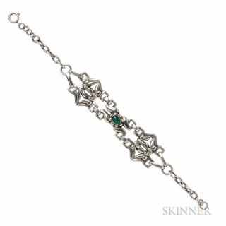 Appraisal: Silver and Green Onyx Watch Fob Georg Jensen lg in