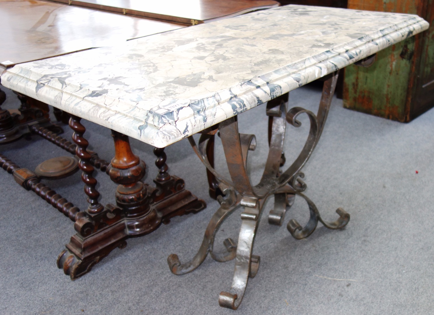 Appraisal: A th century occasional table the faux marble rectangular top