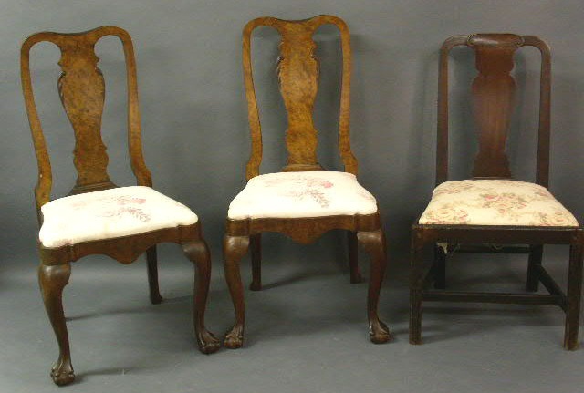 Appraisal: Pair of walnut Queen Anne style side chairs h x