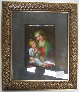 Appraisal: A BERLIN PORCELAIN PLAQUE of Madonna and Child painted after