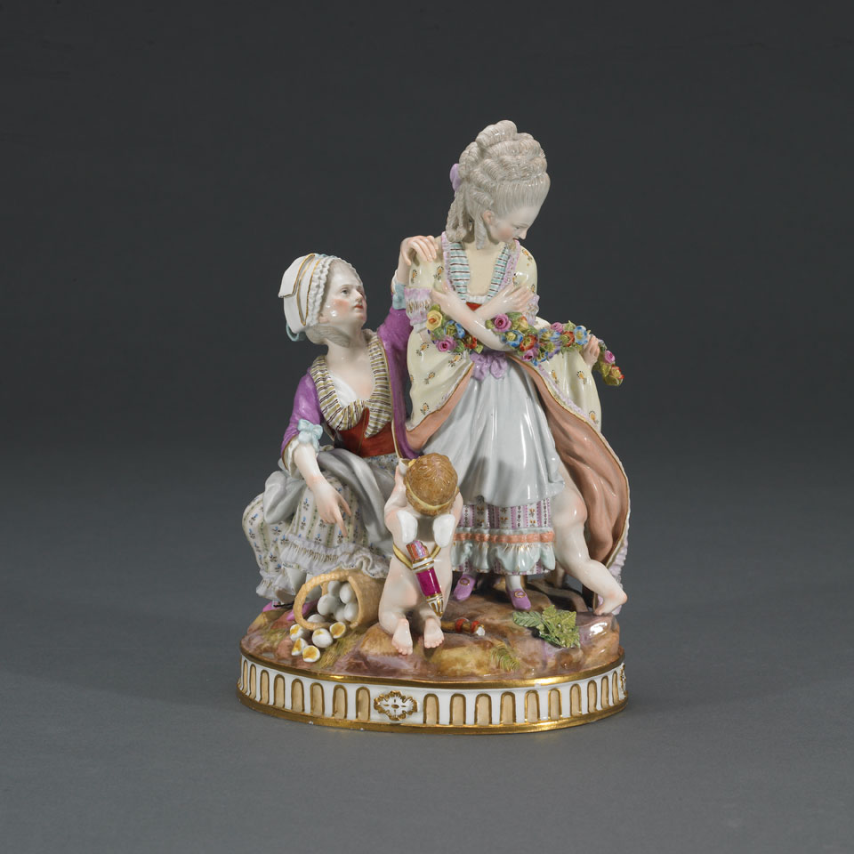 Appraisal: Meissen Allegorical Figure Group The Broken Eggs after Acier late