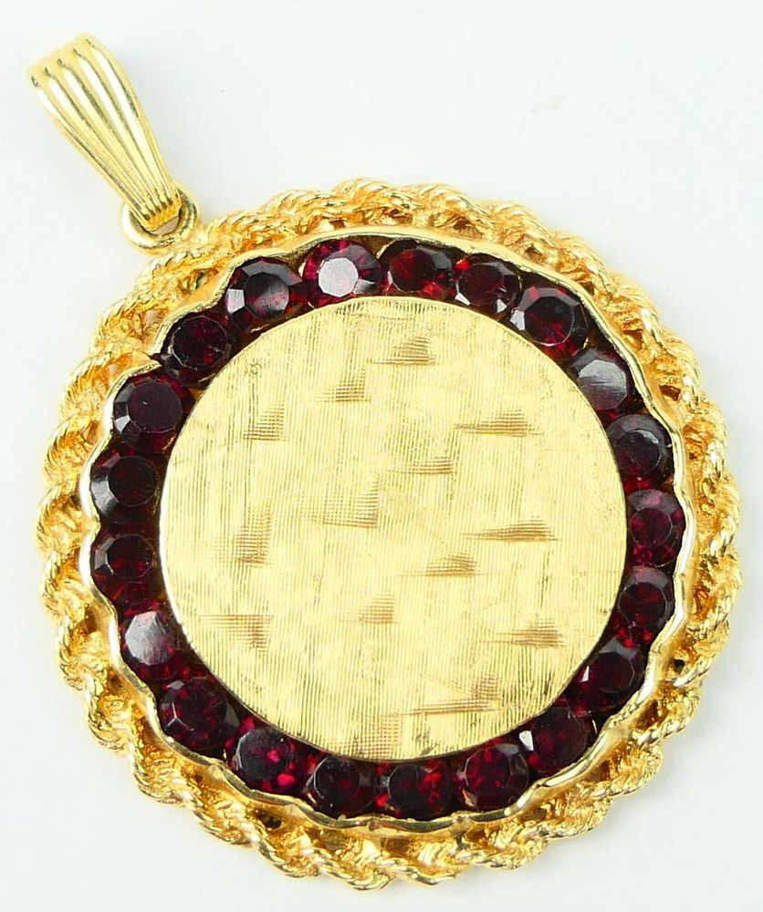 Appraisal: HEAVY KT Y GOLD PENDANT WITH AMETHYST ACCENT In diameter