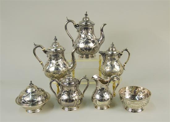 Appraisal: AMERICAN COIN SILVER SEVEN PIECE COFFEE TEA SERVICE N Harding