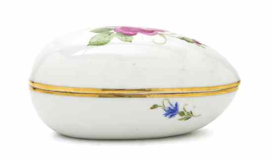 Appraisal: A Meissen Porcelain Box of egg form with polychrome floral