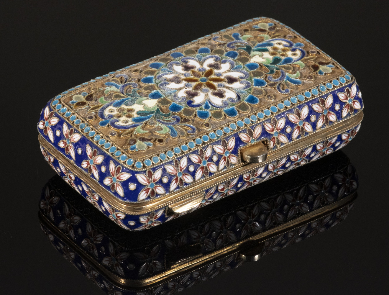 Appraisal: RUSSIAN GILDED SILVER PLIQUE-A-JOUR ENAMEL CIGARETTE CASE -Silver Cloisonne Plique-a-Jour