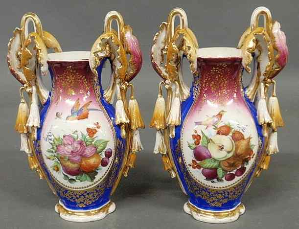 Appraisal: Pair of ornate and colorful Paris porcelain vases late th