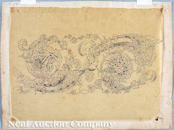 Appraisal: French School th c Design for an Ornamental Cartouche gouache