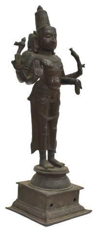 Appraisal: Patinated bronze figure Shiva as Chandrashekhara Southern India hands posed