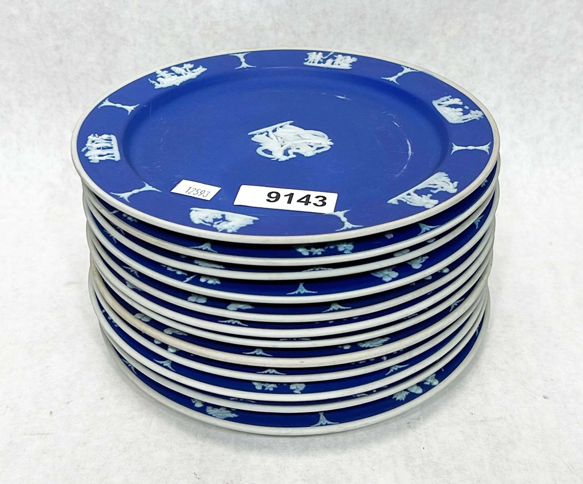 Appraisal: Wedgwood blue jasperware porcelain platesLate thC Each measures in diameter