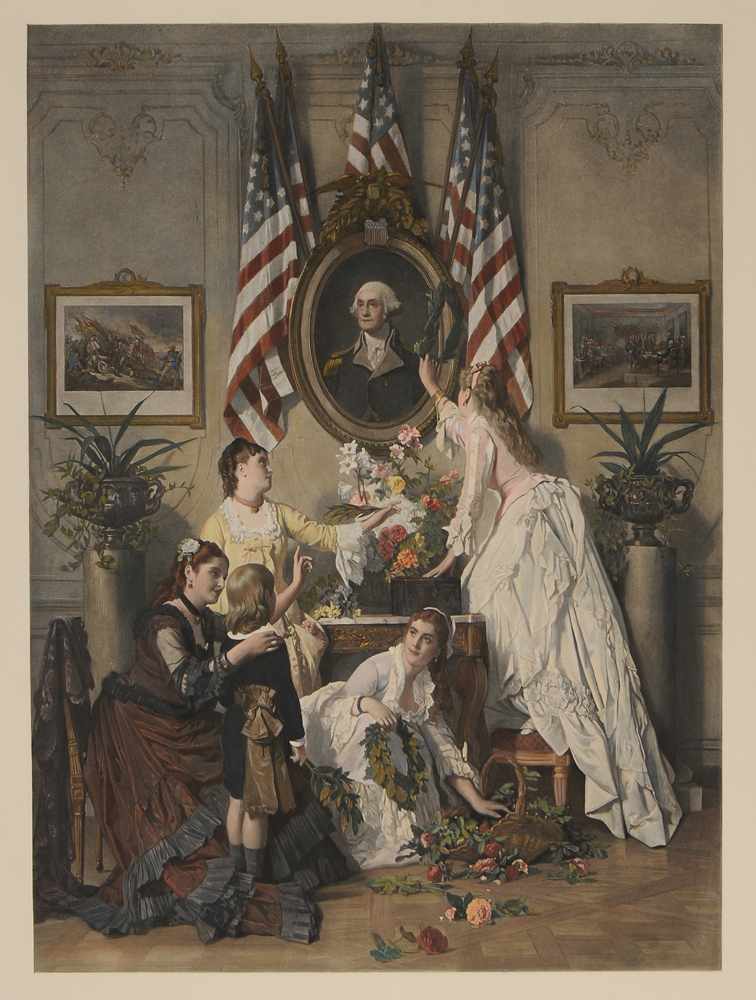 Appraisal: AFTER CHARLES BAUGNIET BELGIAN - WASHINGTON'S BIRTHDAY Hand-colored photogravure on