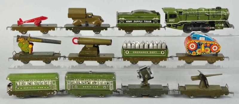 Appraisal: Marx O-Gauge Army Supply Electric Train Set Pre-war Includes no