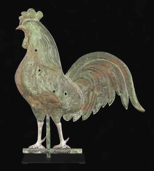 Appraisal: American full-bodied copper rooster weathervane ca with sheet copper tail