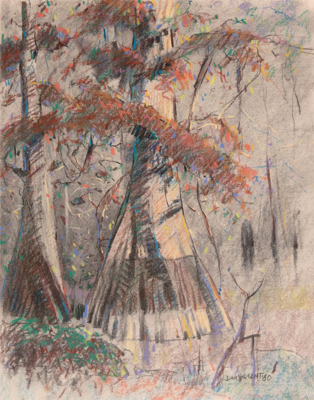 Appraisal: Don Wright American Louisiana - Cypress Trees pastel and charcoal