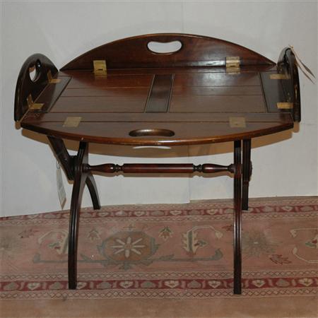 Appraisal: Georgian Style Mahogany Butler's Tray on Stand Estimate -