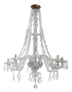 Appraisal: A CONTINENTAL CASED CRYSTAL EIGHT-LIGHT CHANDELIER th centuryThe chandelier having