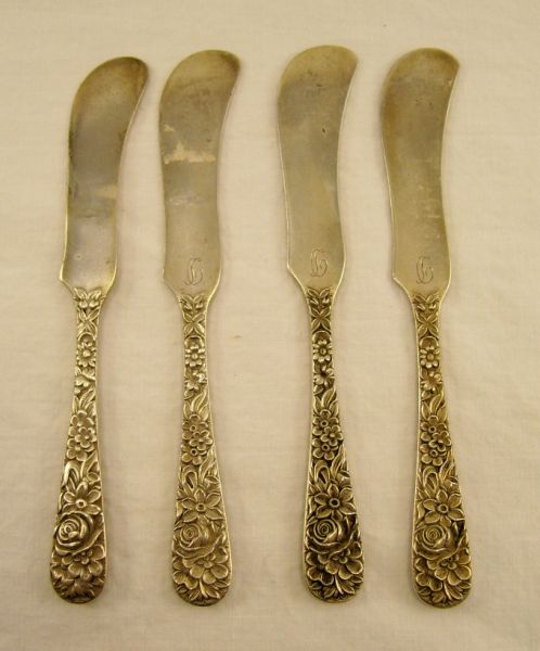 Appraisal: - S Kirk Sons Repousse Butter Spreaders Four sterling butter