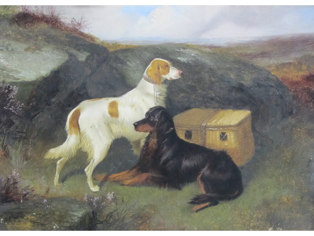 Appraisal: Pair of oils on canvas of sporting dogs both signed