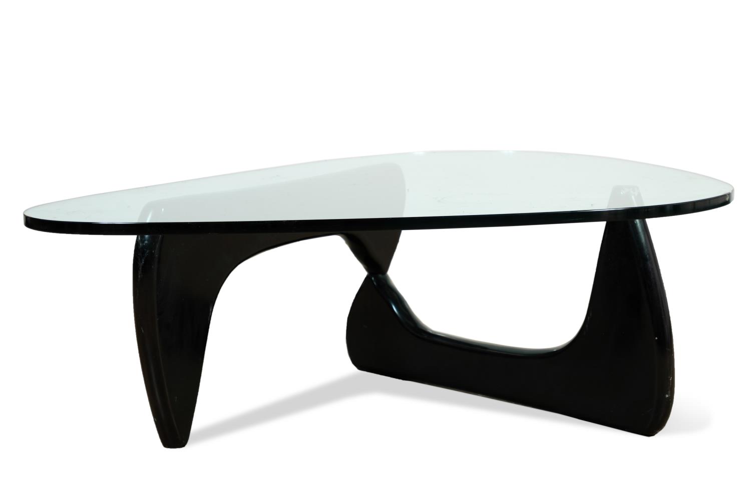 Appraisal: NOGUCHI STYLE BLACK GLASS TOP COFFEE TABLE Style of Isamu