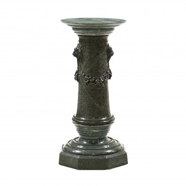 Appraisal: ASSEMBLED NEOCLASSICAL STYLE FIGURAL CARVED MARBLE COLUMNAR PEDESTAL th- th