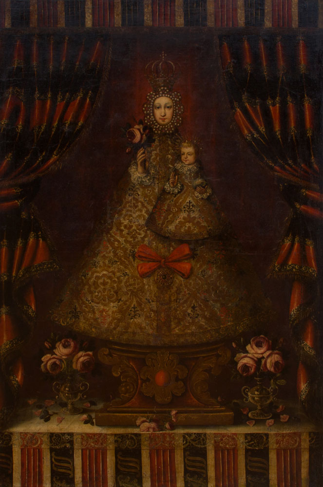 Appraisal: CUZCO SCHOOL MADONNA AND CHILD Oil on linen backed with