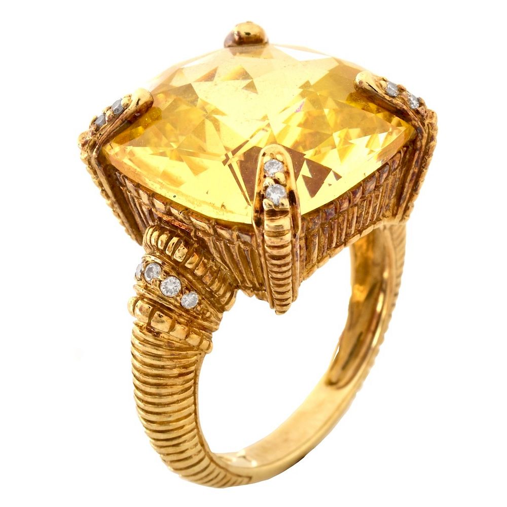 Appraisal: Citrine and K Gold Ring Vintage Rose Cut Citrine and