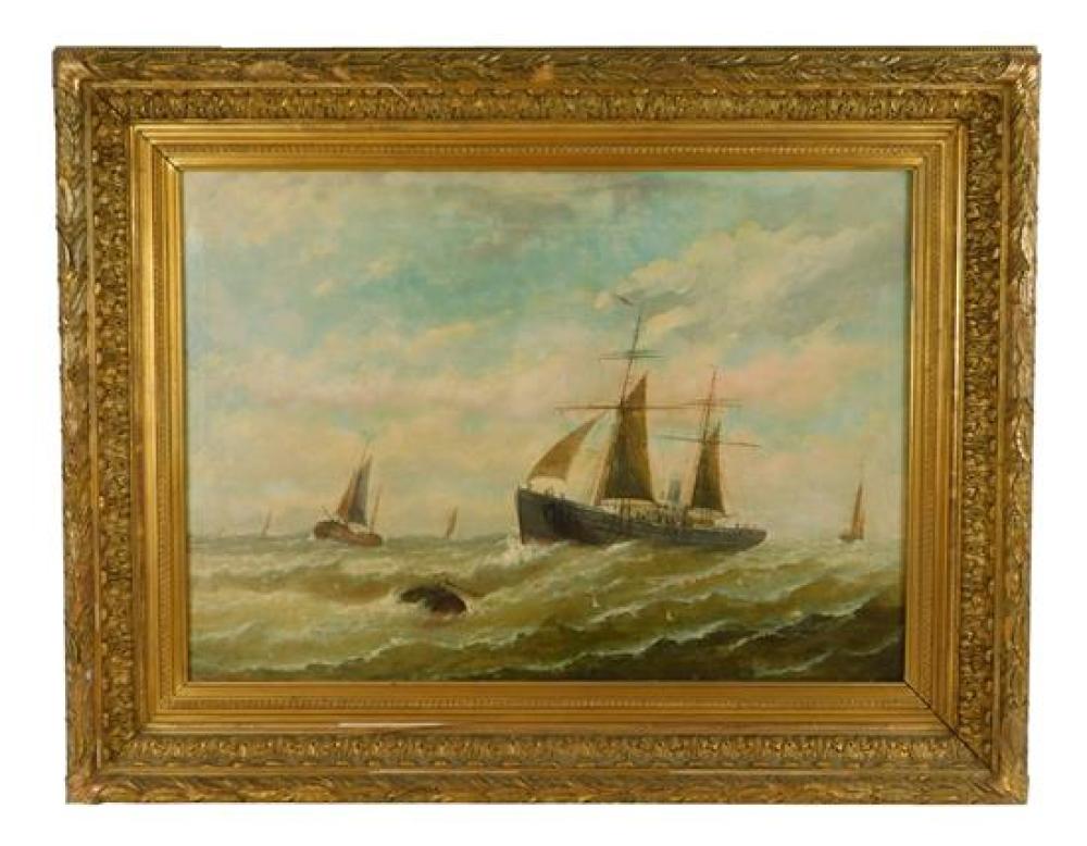 Appraisal: James Webb English - Marine Scene oil on canvas central