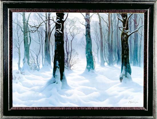 Appraisal: Jan Grubinsk Polish - WINTER LANDCAPE oil on canvas framed