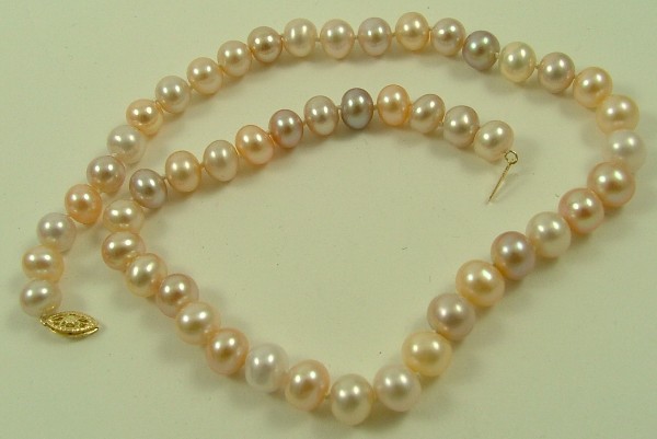 Appraisal: MULTI-COLOR PEARL NECKLACE strung with a variety of oval white