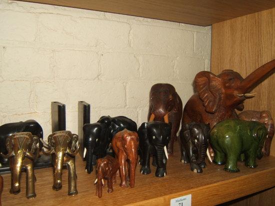 Appraisal: Various hardwood and brass elephants to include ebony elephant bookends