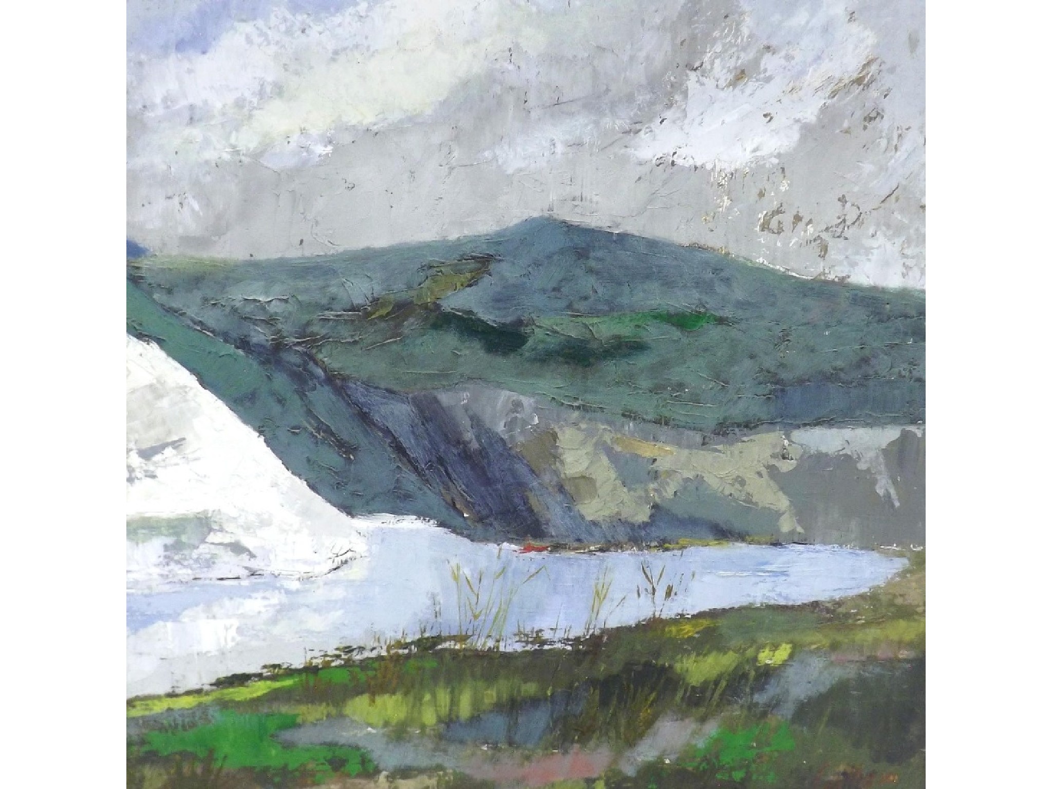 Appraisal: Edward Callam - - Lakeside mountainous landscape signed mixed media