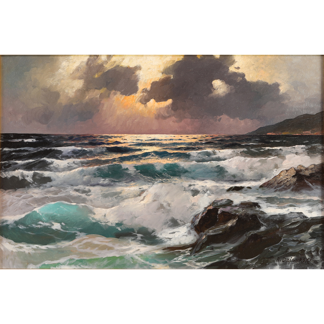 Appraisal: PAINTING ALEXANDER DZIGURSKI Alexander Dzigurski American - Crashing Waves oil