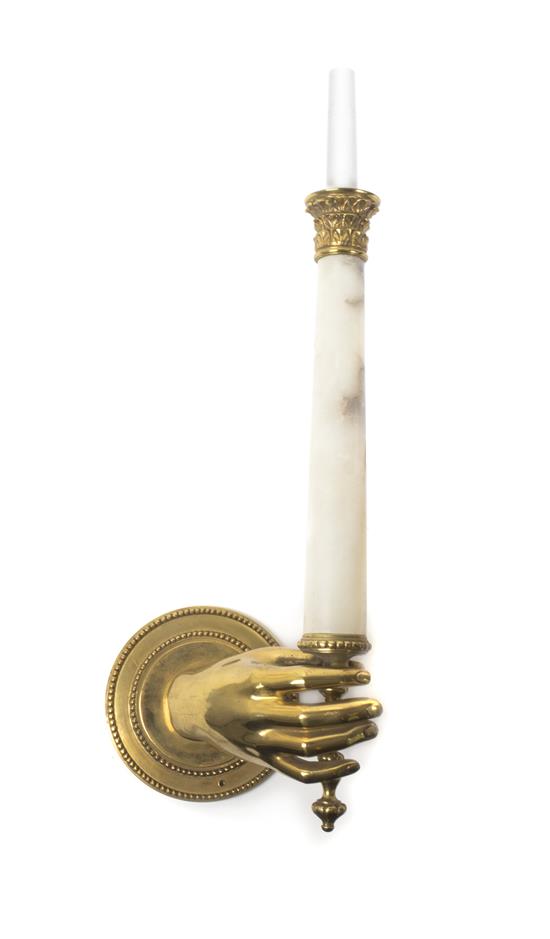 Appraisal: Sale Lot A Neoclassical Brass and Alabaster Sconce the circular