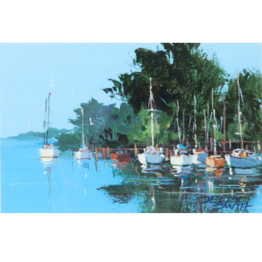 Appraisal: JERRY SMITH INDIANA B SAILBOATS IN THE HARBOR GOUACHE ON