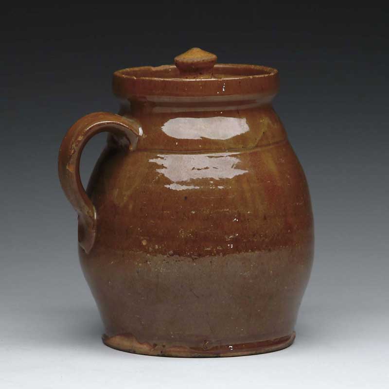 Appraisal: FINE MAINE REDWARE COVERED STEW POT ATTRIBUTED TO NORCROSS POTTERY