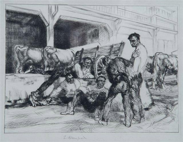 Appraisal: EDMUND BLAMPIED - - 'San Sebastian Lunch Hour ' etching