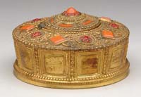 Appraisal: TIFFANY STUDIOS INKWELL In the Byzantine pattern with coral inserts