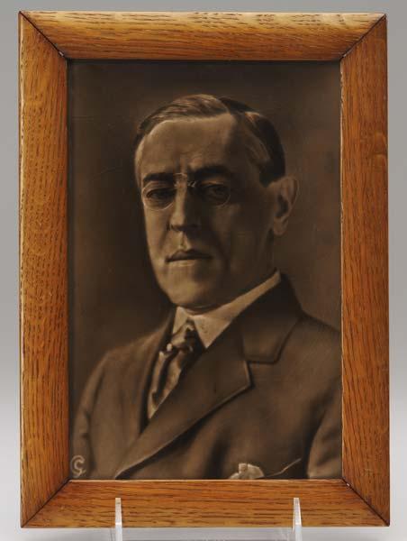 Appraisal: GEORGE CARTLIDGE Photographic tile of President Woodrow Wilson Framed Impressed