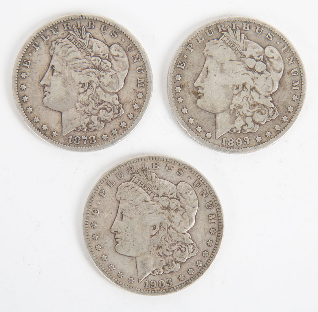 Appraisal: US Three Better Morgan Dollars Three Morgan Silver Dollars better