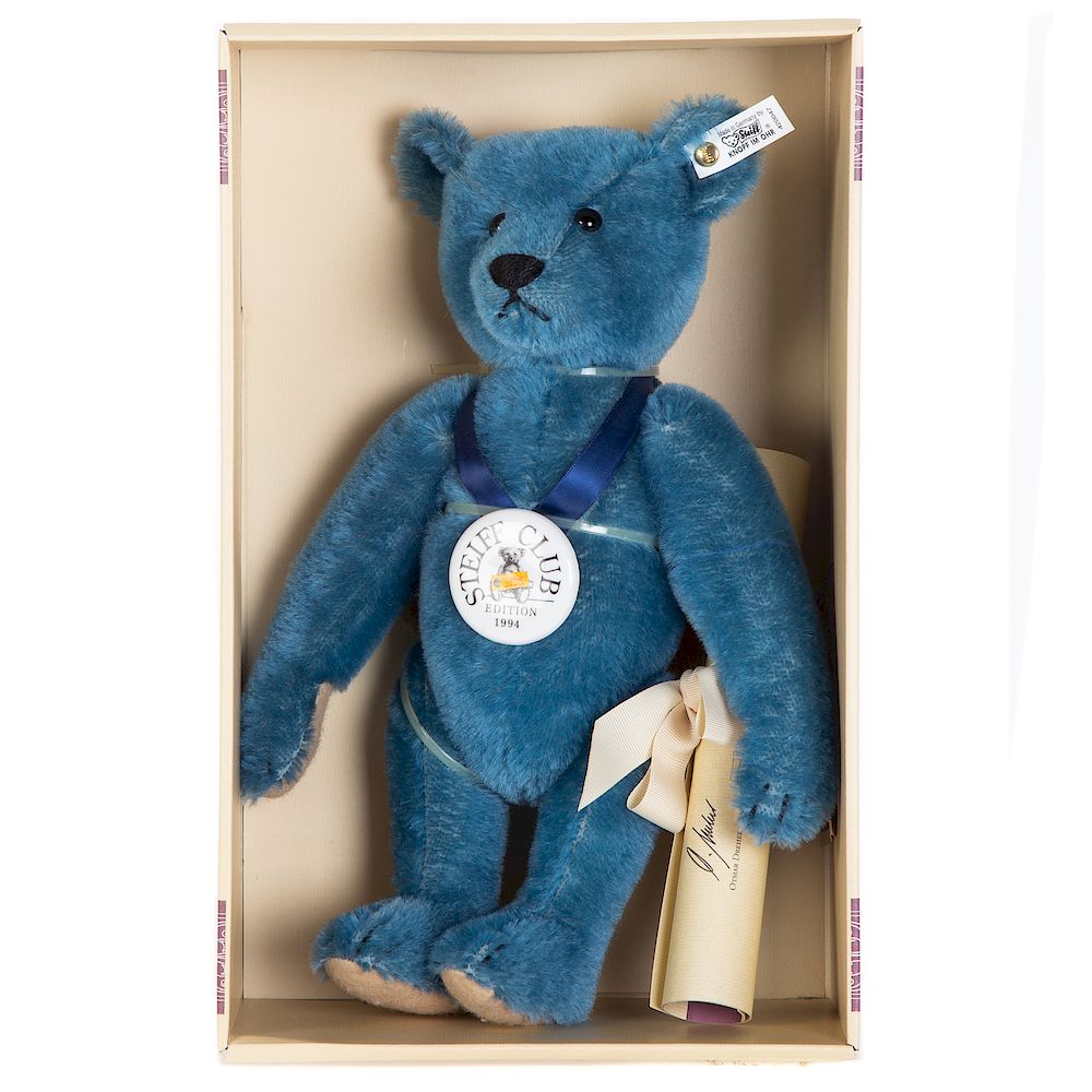 Appraisal: Steiff Blue Original Teddy Bear New in box club edition